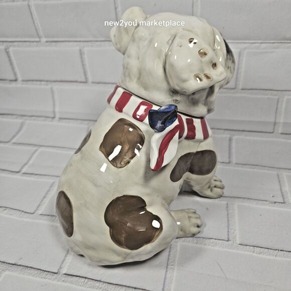 Blue Sky Bulldog Cookie Jar STARS AND STRIPES FOREVER Ceramic or a Dog treat jar - Picture 5 of 10